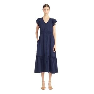 Draper James Cleo Mixed Media‎ Midi Dress Size 2XL Cotton Pockets